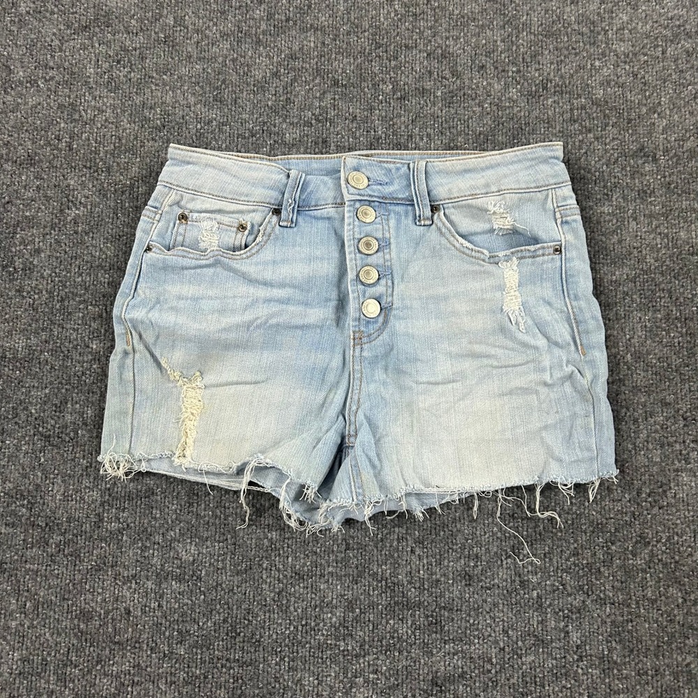 Time and Tru Shorts Womens Size 4 Light High Rise Button Fly Distressed Raw Hem